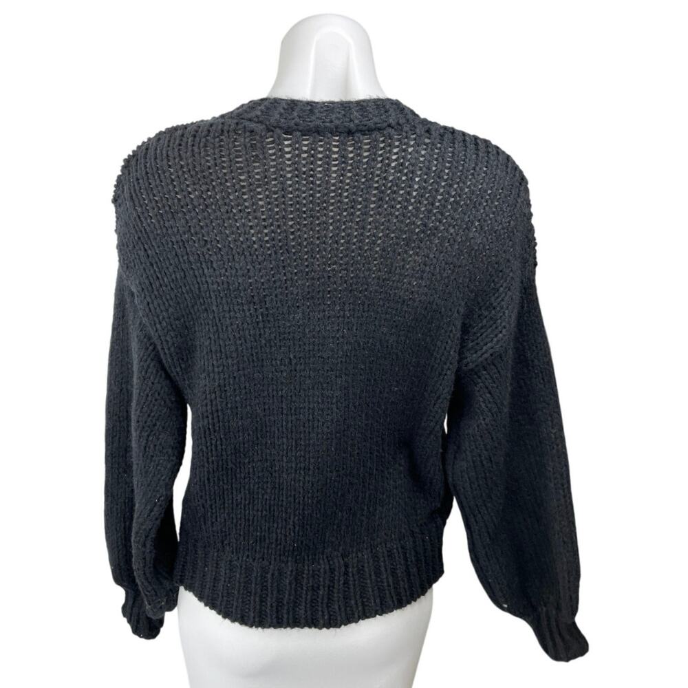 Cider Black Yellow Fruits 3D Knit V Neck Button Down Cardigan Sweater Top Size M - Picture 2 of 4